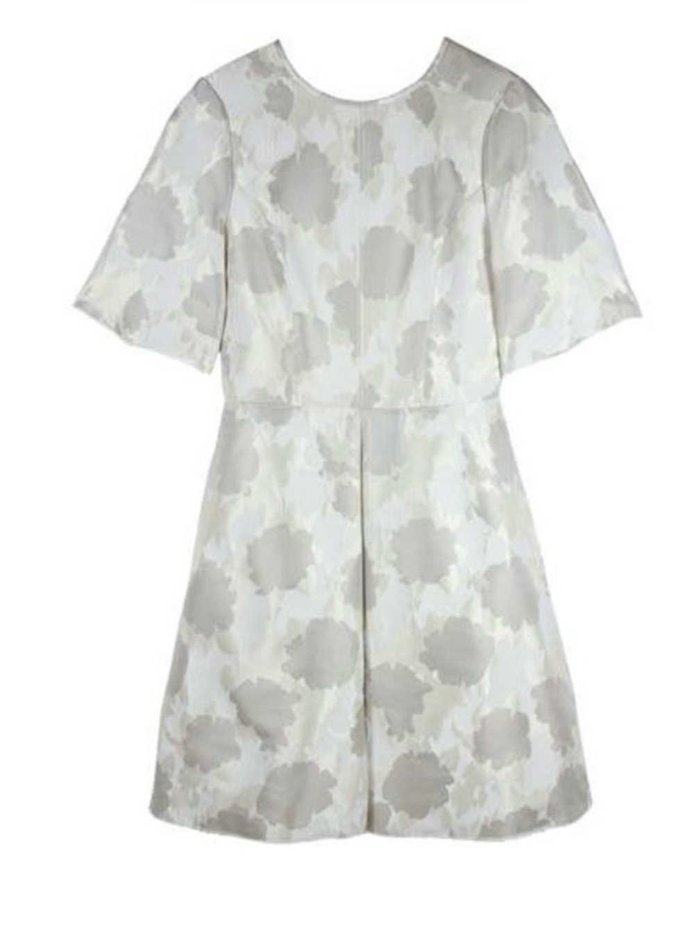 Pink Tartan White and Gray Floral Jacquard Mini Dress